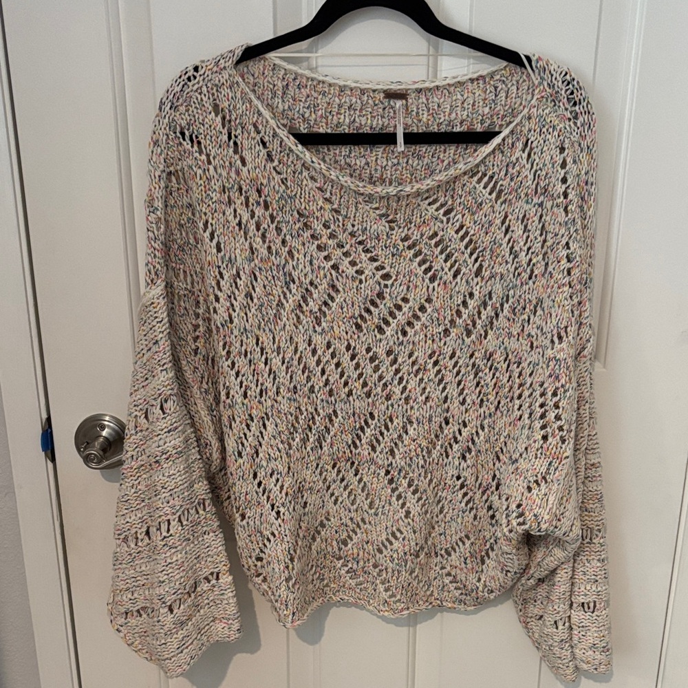 Free People Multicolor Open-Knit Sweater